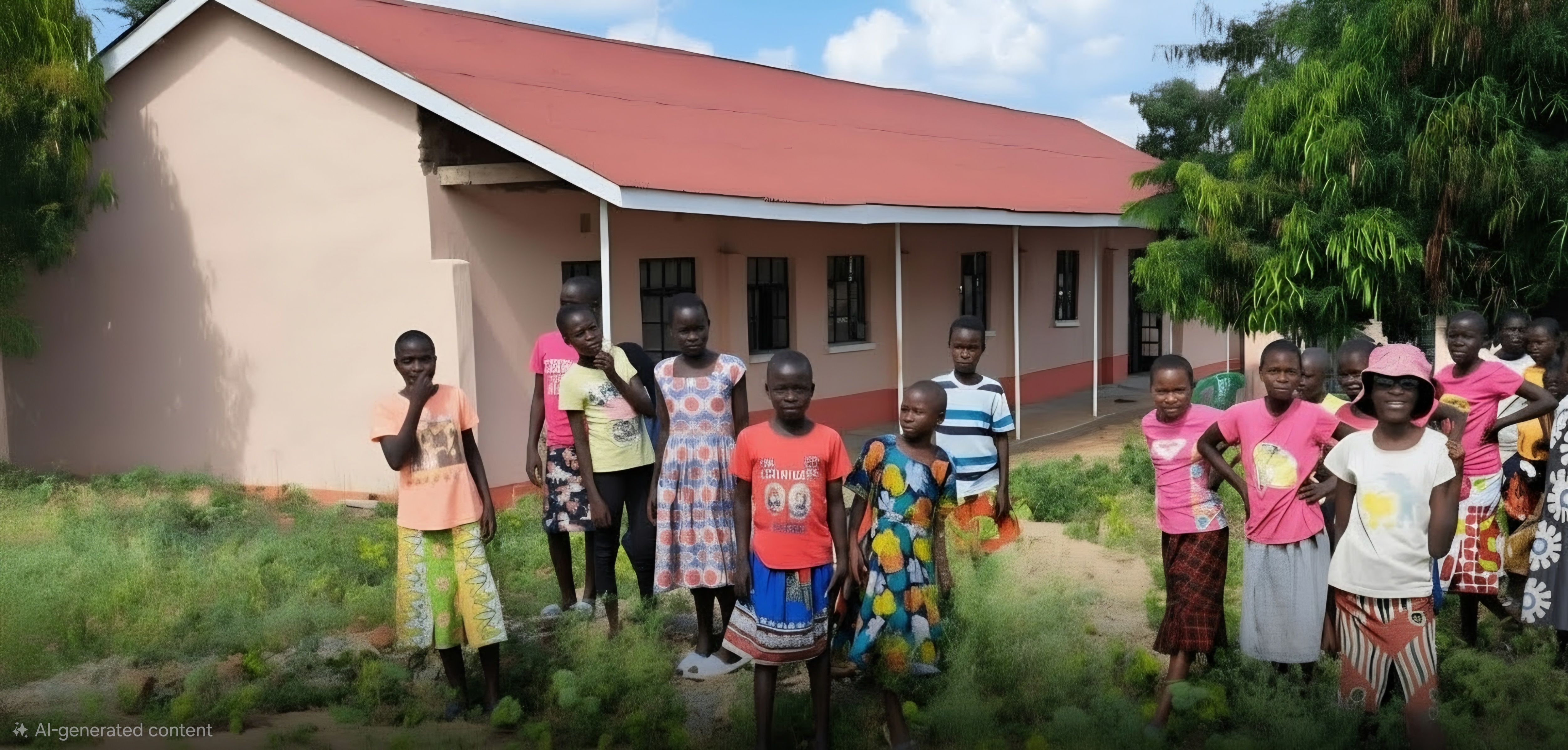Students in Kenya gathered outdoors